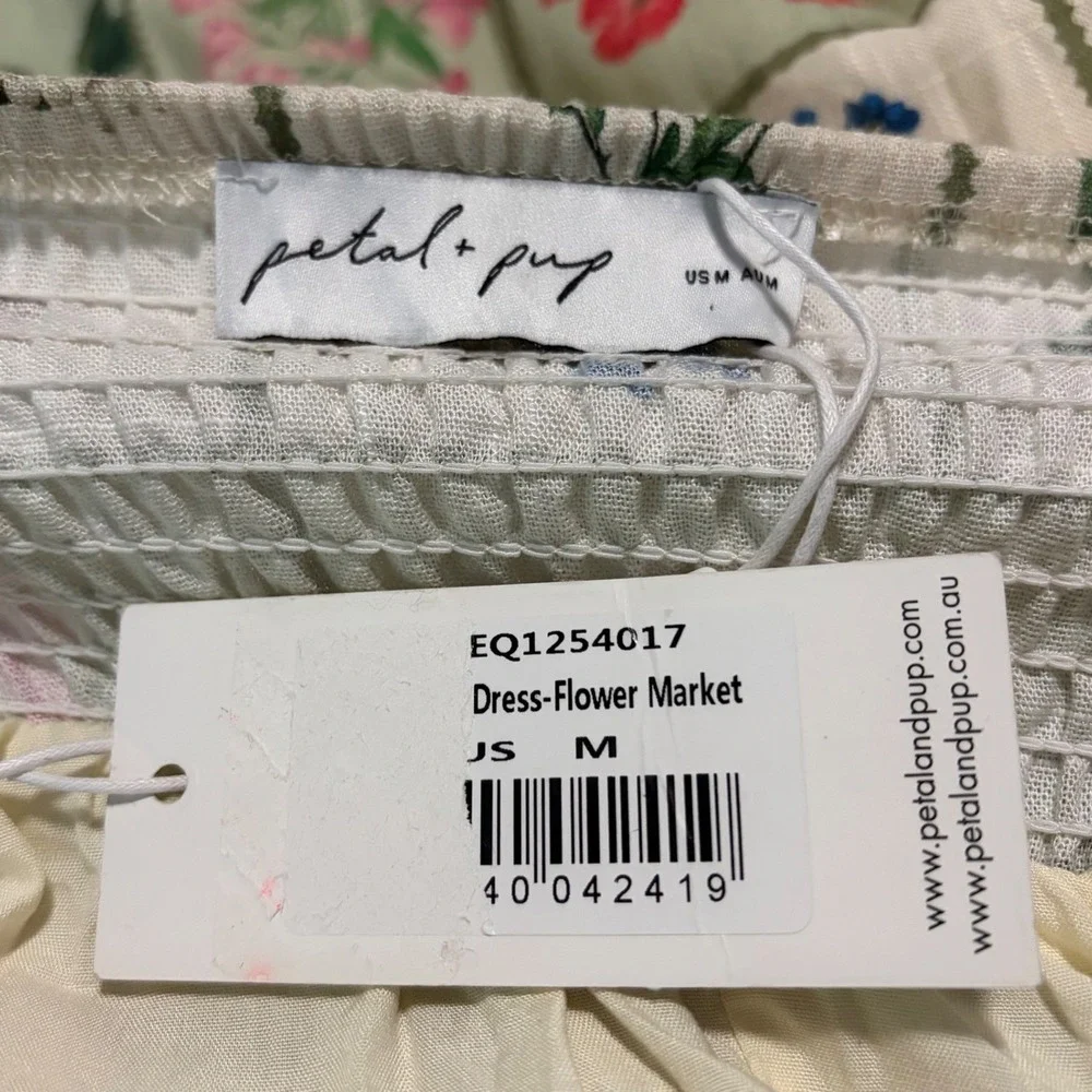 NEW Petal + Pup Flower Market Maxi Dress M Linen Blend Cottage Country Garden